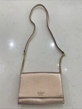 kate spade Metallic Rose Gold Chain Strap Crossbody Bag